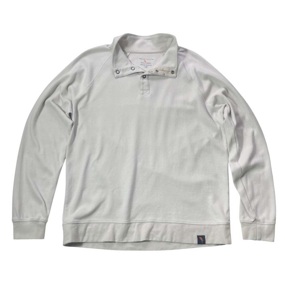 Margaritaville Island Reserve Pullover Mens L Off White Snap Collar Casual Top